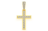 Mens 14K Gold Cross Pendant Necklace 1.15 CTW
