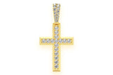 Mens 14K Gold Cross Pendant Necklace 1.15 CTW