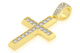 Mens 14K Gold Cross Pendant Necklace 1.15 CTW