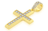 Mens 14K Gold Cross Pendant Necklace 1.15 CTW