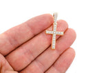 Mens 14K Gold Cross Pendant Necklace 1.15 CTW