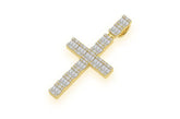 Regal Baguette Diamond Cross Pendant 10K Gold Medium Royal Design