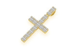 Regal Baguette Diamond Cross Pendant 10K Gold Medium Royal Design