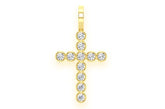 14K Gold Bezel Set Cross Pendant 0.35 CTW