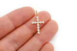 14K Gold Bezel Set Cross Pendant 0.35 CTW
