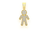 Boy Diamond Pendant 14k Solid Gold - 0.10 CTW