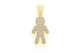 Boy Diamond Pendant 14k Solid Gold - 0.10 CTW