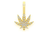 Cannabis Leaf Diamond Pendant 14k Solid Gold - 0.15 CTW