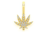 Cannabis Leaf Diamond Pendant 14k Solid Gold - 0.15 CTW
