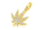 Cannabis Leaf Diamond Pendant 14k Solid Gold - 0.15 CTW