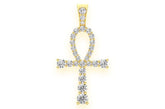 Ankh Diamond Pendant 14K Solid Gold - 0.25 CTW