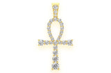 Ankh Diamond Pendant 14K Solid Gold - 0.25 CTW
