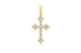 14K Gold Cross Diamond Pendant - 0.15 CTW