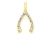 Wishbone Diamond Pendant 10K Solid Gold - 0.15 CTW