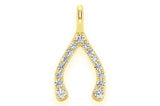Wishbone Diamond Pendant 10K Solid Gold - 0.15 CTW