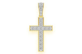 Natural Diamond 14K Gold Cross Pendant - Delicate 0.25 CTW