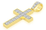Natural Diamond 14K Gold Cross Pendant - Delicate 0.25 CTW