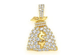 Money Bag Diamond Pendant 14k Solid Gold - 1.50 CTW