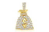 Money Bag Diamond Pendant 14k Solid Gold - 1.50 CTW