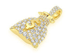 Money Bag Diamond Pendant 14k Solid Gold - 1.50 CTW