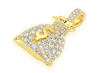 Money Bag Diamond Pendant 14k Solid Gold - 1.50 CTW