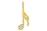 Semiquaver Musical Note Diamond Pendant 14k Solid Gold - 0.50 CTW