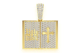 Open BIBLE Book Diamond Pendant 10K Solid Gold - 2.00 CTW