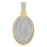 Oval Pillow Double Layer Diamond Pendant 14k Solid Gold - 2.60 CTW