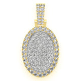 Oval Pillow Double Layer Diamond Pendant 14k Solid Gold - 2.60 CTW