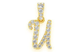 Custom U Letter Pendant 14K Solid Gold - 0.10 CTW