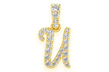 Custom U Letter Pendant 14K Solid Gold - 0.10 CTW