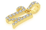 Custom U Letter Pendant 14K Solid Gold - 0.10 CTW