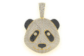 Panda Face White & Black Diamond Pendant 14k Solid Gold - 7.00 CTW