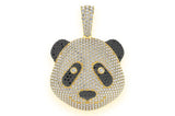 Panda Face White & Black Diamond Pendant 14k Solid Gold - 7.00 CTW