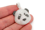 Panda Face White & Black Diamond Pendant 14k Solid Gold - 7.00 CTW