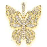 Butterfly Diamond Pendant 14K Solid Gold - 2.00 CTW