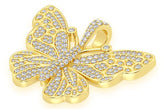 Butterfly Diamond Pendant 14K Solid Gold - 2.00 CTW