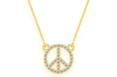 Peace Sign Diamond Necklace Connected 14k Solid Gold - 0.15 CTW