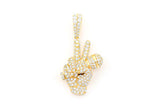 Peace Sign Microphone Pendant 14k Solid Gold - 2.66 CTW