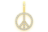 Peace Sign Diamond Necklace Connected 14k Solid Gold - 0.25 CTW