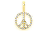 Peace Sign Diamond Necklace Connected 14k Solid Gold - 0.25 CTW