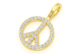 Peace Sign Diamond Necklace Connected 14k Solid Gold - 0.25 CTW