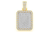Pillow Double Layer Diamond Pendant 14k Solid Gold - 3.15 CTW