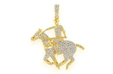 Polo Player Diamond Pendant 14k Solid Gold - 1.25 CTW