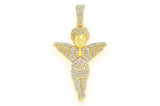 Praying Angel Diamond Pendant 14K Solid Gold - 1.20 CTW