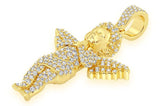 Praying Angel Diamond Pendant 14K Solid Gold - 1.20 CTW