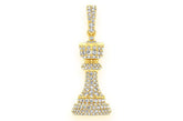 Queen Chess Piece Diamond Pendant 14k Solid Gold - 0.75 CTW