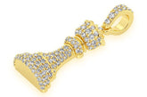 Queen Chess Piece Diamond Pendant 14k Solid Gold - 0.75 CTW