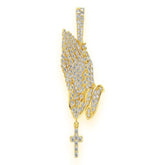Praying Hands Diamond Pendant 14K solid Gold - 1.50 CTW