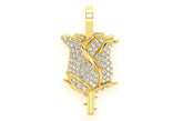 Rose Flower Diamond Pendant 10k Solid Gold - 0.33 CTW